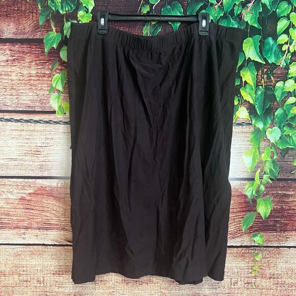 Eileen Fisher Woman Chocolate Brown Midi Skirt Plus Size 3X Viscose Blnd Stretch - Picture 1 of 6
